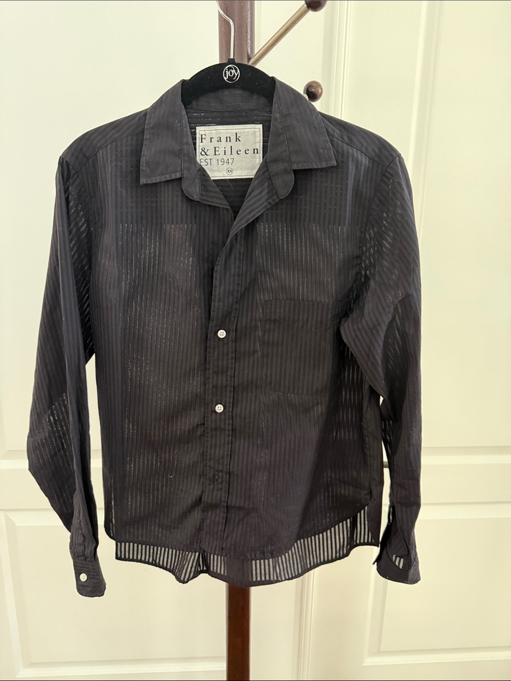 Frank & Eileen women’s  Black Sheer  Button-Up Shirt